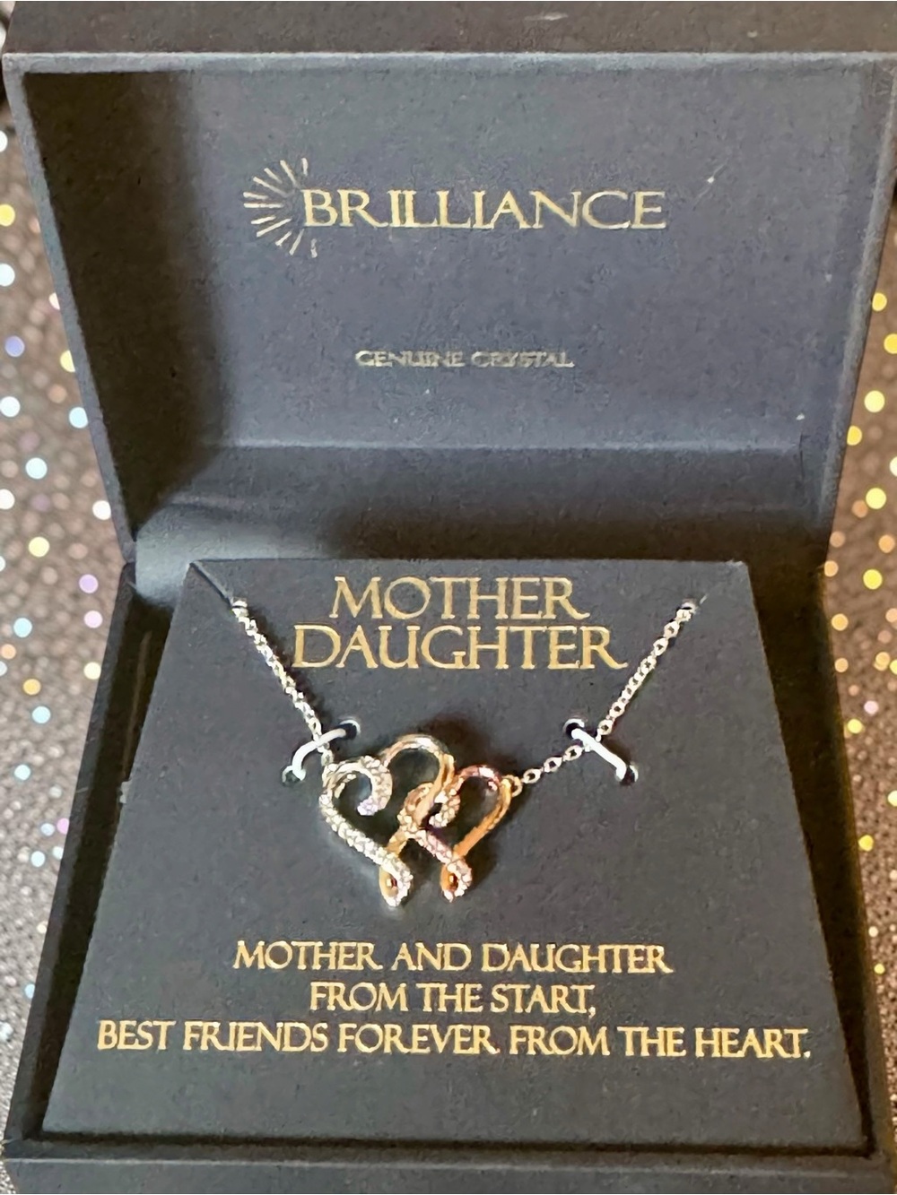 Mother-Daughter Heart Pendant Necklace - Silver and Rose Gold